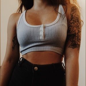 light blue crop top